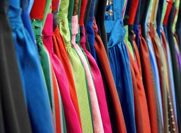 Dirndl on rack for rent in different colors